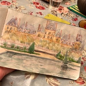 Original Watercolor Fontainbleu En Plein Air